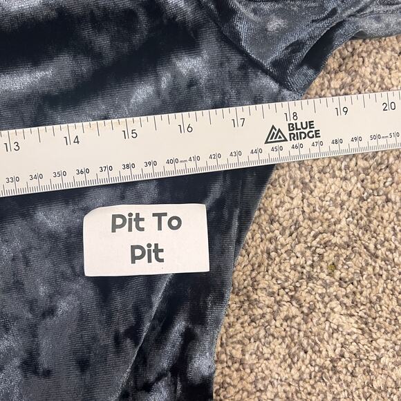 BETABRAND Women's L Midnight Blue Felicia‎ Velvet Ruched Long Sleeve Career Top - Picture 9 of 12